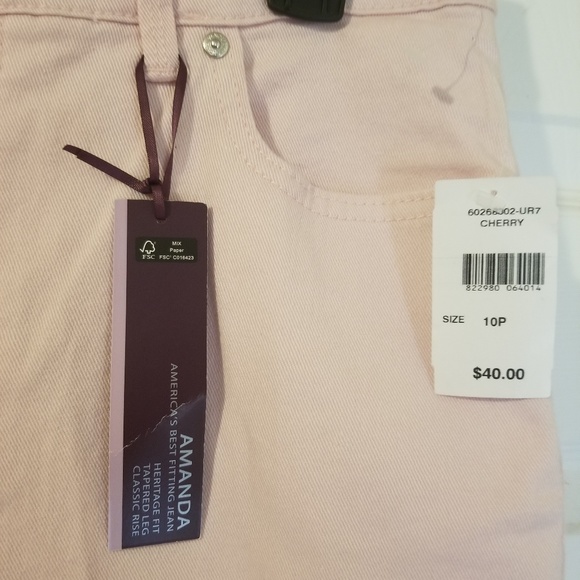Gloria Vanderbilt Amanda Jeans NWT 10 Petite Pink - Picture 4 of 6